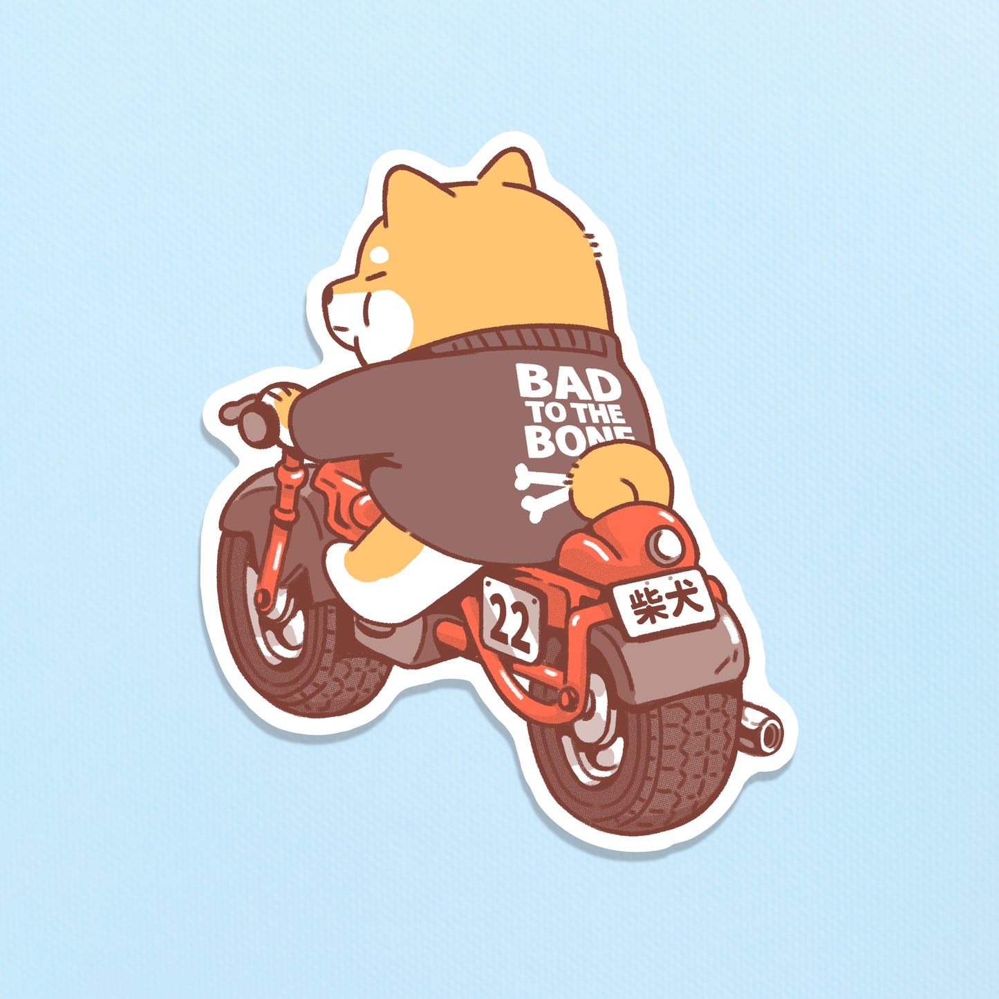 Shiba Bad to the Bone Motorcycle Vinyl Sticker