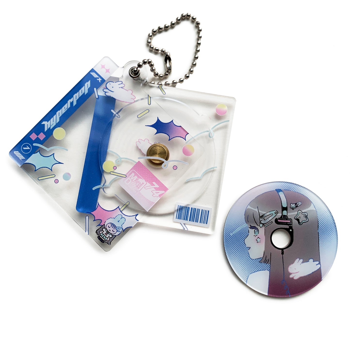 Headphone Girl CD Keychain Charm