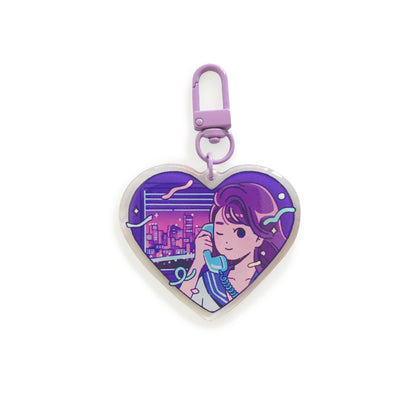 City Pop Night Heart Keychain