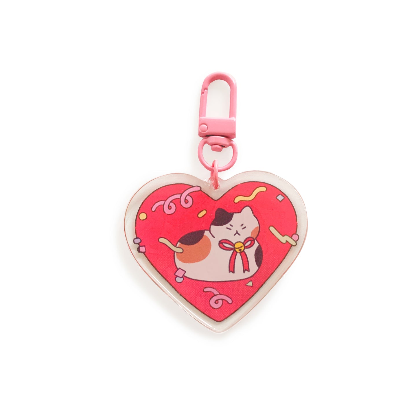 Angry Cat Heart Keychain