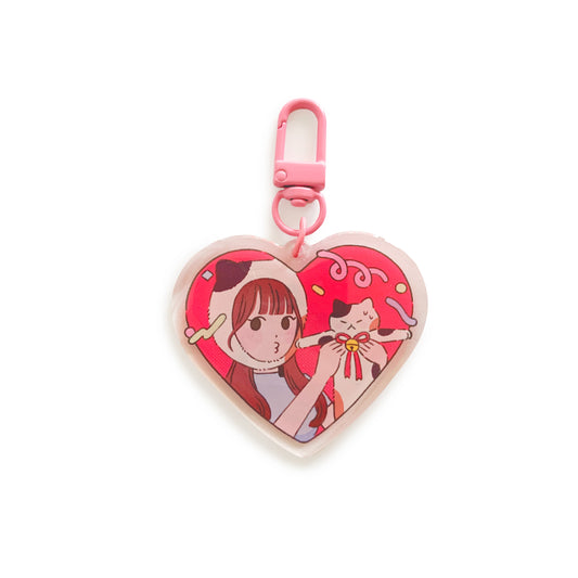 Angry Cat Heart Keychain